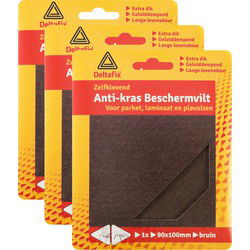 3x deltafix anti-krasvilt - knipvel - bruin - 9x10 cm - zelfklevend - Meubelviltjes