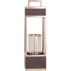 PTMD Lantaarn Stanne - 15x15x51 cm - Hout - Goud