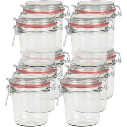 10x Glazen confituren pot/weckpot 400 ml met beugelsluiting en rubberen ring - Weckpotten