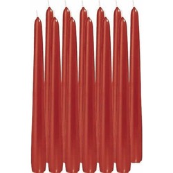 24x Lange kaarsen rood 25 cm 8 branduren dinerkaarsen/tafelkaarsen - Dinerkaarsen