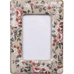 Clayre & Eef Fotolijst 9x13 cm Beige Keramiek Bloemen
