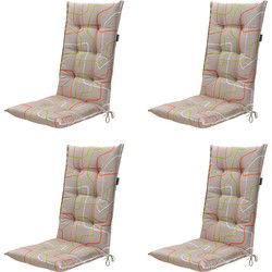 Madison -  Tuinstoelkussen Hoge Rug Joah terra - Ca. 123x50 cm - Set van 4