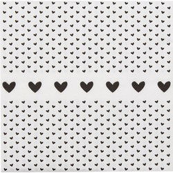 Clayre & Eef Servetten Papier Set van 20  33x33 cm (20) Wit Zwart Papier Vierkant Harten Servetten Papieren