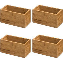 5Five Opberg bakjes - 6x stuks - bamboe hout - 18 x 9 x 9.5 cm - Make-up dozen