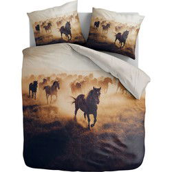 100% Microvezel dekbedovertrekset Terra Plains Horses - 200x200/220 + 2*60x70 cm