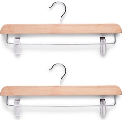 6x Luxe houten broekhangers/rokhangers kledinghangers 36 cm - Kledinghangers