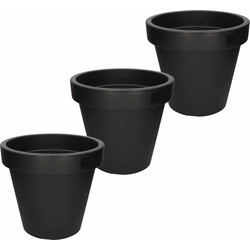 3x Zwarte plantenpot 35 cm - Plantenpotten