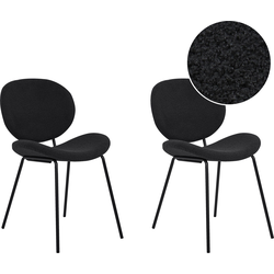 LUANA - Eetkamerstoel set van 2 - Zwart - BouclÃ©