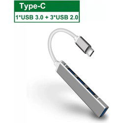 USB3.0 Hub - 4-poorts - Mini-hub- Multi Splitter - Hoge Snelheid 5Gbps voor Pc Computer USB - Multipoort type C