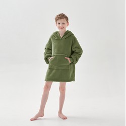 Geen merk JUNIOR Oversized Hoodie voor kinderen - 50x70 cm - Hoodie & deken in één - met capuchon - Groen - Dutch Decor Limited Collection