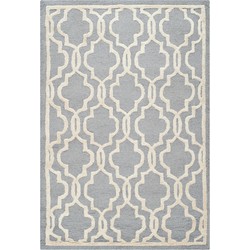 Safavieh Trellis Indoor Hand Tufted Area Rug, Cambridge Collection, CAM131, in Silver & Ivory, 122 X 183 cm