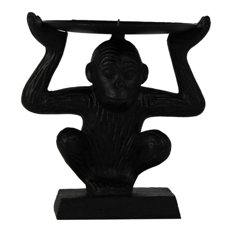 Aap kaarshouder 'Lift the the monkey'-12x14cm-Polyresin-Zwart-Housevitamin - 
