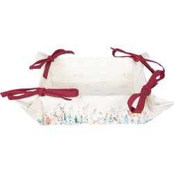 Clayre & Eef Broodmand  35x35x8 cm Wit Rood Katoen Vierkant Hert Cadeau keuken