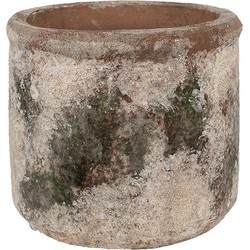 Clayre & Eef Bloempot Ø 14x12 cm Beige Groen Terracotta