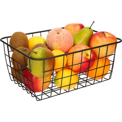 Fruitschaal/fruitmand industrieel zwart metaal 28 x 22 x 13 cm - Fruitschalen