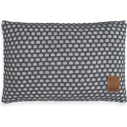 Knit Factory Mila Sierkussen - Licht Grijs/Antraciet - 60x40 cm - Inclusief kussenvulling