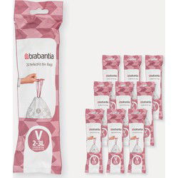 PerfectFit Afvalzak, code V, 2-3 liter, 200 stuks, set van 10 rollen - White