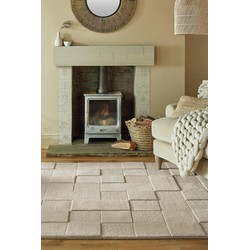 Checkerboard vloerkleed - Laagpolig - 100% Wol Modern - Naturel / Beige - 200 X 290 CM