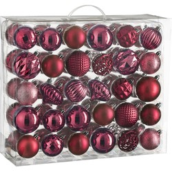 House of Seasons Kerstballen Set - 60 Stuks - Ø7 cm - Onbreekbaar - Fuchsia