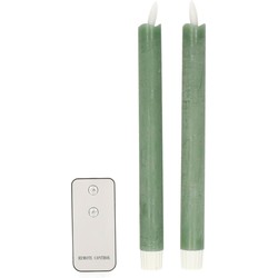 Anna's Collection LED dinerkaarsen - 2x - jade groen - 23 cm - LED kaarsen