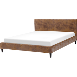 FITOU  - Tweepersoonsbed - Bruin - 160 x 200 cm - Kunstleer