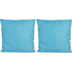 6x Buiten/woonkamer/slaapkamer kussens in het lichtblauw 45 x 45 cm - Sierkussens