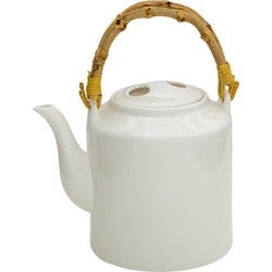 Clayre & Eef Theepot  1500 ml Wit Porselein Rond Theekan