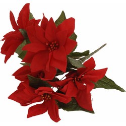 Kerstster kunstbloemen - 30 cm - rood - kerstster bloemen - Kerststukjes