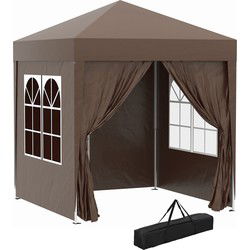 4goodz Outsunny Partytent 2x2 m - Opvouwbaar met 4 Zijwanden - Bruin