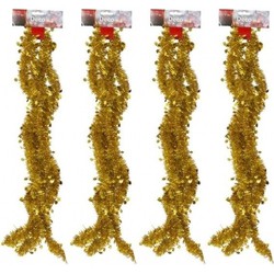 4x Gouden kerstboom slingers 270 cm - Kerstslingers