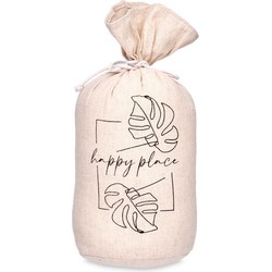 Giftdecor Deurstopper - 1 kilo - beige - canvas - Happy place - D13 x H26 cm - Deurstoppers