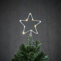 Luca Lighting Kerstboom ster piek - met licht - zilver - H22 x D13 cm - kerstboompieken