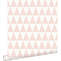 ESTAhome behang grafisch geometrische driehoeken perzik roze - 53 cm x 10,05 m - 148670