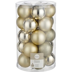 House of Seasons Plastic Kerstballen Set - 25 Stuks - Ø8 cm - Champagne