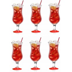 Glasmark Cocktail glazen - 6x - 420 ml - rood - glas - pina colada glazen - Cocktailglazen