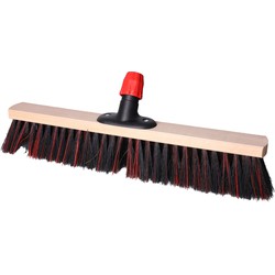 Buemag Bezemkop - Arenga/Elaston mix - zwart/rood - hard - hout - 50cm - Bezem