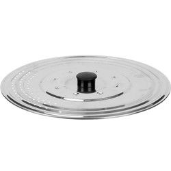 Kinvara universele pannendeksel voor pannen van 29 cm - metaal/kunststof - plat - zilver - Pannendeksels