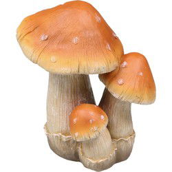 Decoratie huis/tuin beeldje paddenstoelen setje - boleet - 11 x 20 cm - Tuinbeelden