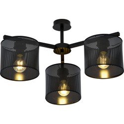 industriële plafondlamp Palmieri Zwart 3-lichts