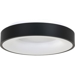 Steinhauer plafonniere Ringlede - zwart - metaal - 30 cm - ingebouwde LED-module - 3086ZW