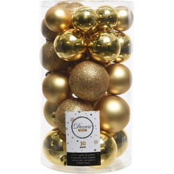 Decoris kerstballen - 30x st - goud - 4, 5 en 6 cm - kunststof - Kerstbal
