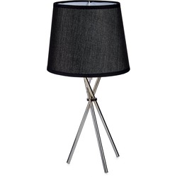 Design tafellamp/schemerlampje zwarte kap en stalen poten 38 cm - Tafellampen
