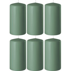 6x Kaarsen groen 6 x 10 cm 36 branduren sfeerkaarsen - Stompkaarsen