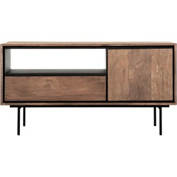 DTP Home TV stand Metropole small, 1 door, 1 drawer, open rack,60x115x40 cm, recycled teakwood