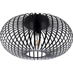 Groenovatie Metalen Plafondlamp Zwart, E27 Fitting, ⌀40x20 cm