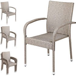 Polyrattan Stapelstoel Comfort Set van 4 kleur Creme