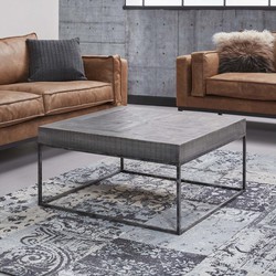 Salontafel Vierkant - Grijs - Mangohout - 80x80x40cm