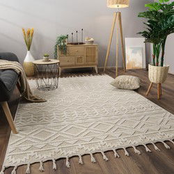 Laagpolig Scandi Munilia Vloerkleed - Creme - 240x340 cm