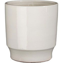 Mica Decorations Bloempot Diaz - 21x21x22 cm - Terracotta - Wit