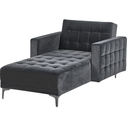 Beliani ABERDEEN - Chaise longue-Zwart-Fluweel